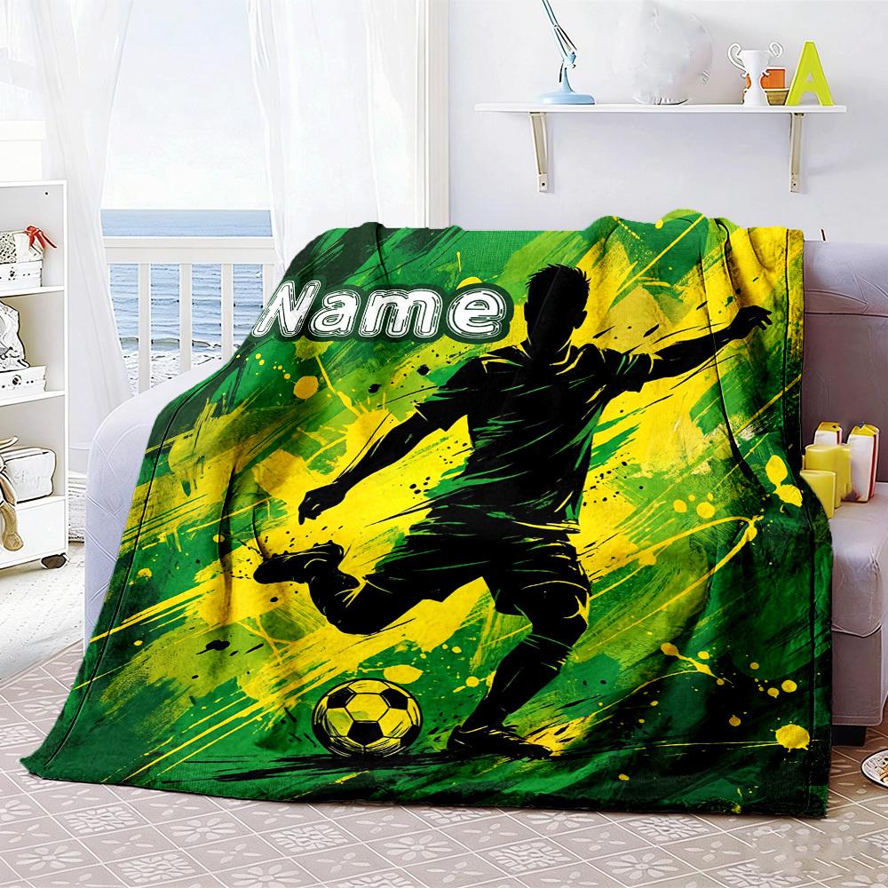 Soccer Player Home Blanket Customize Your Names Comfortable Soft Lightweight Allseason Multipurpose Blanket For Picnic Sofa Office Bed Living Room