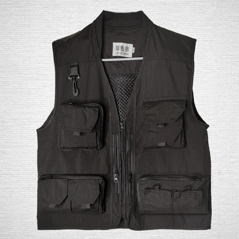 Outdoor Fishing Vest Spring Summer Autumn Breathable Short Photographic Vest Multi-pocket Multi-functional Fishing Clothing M