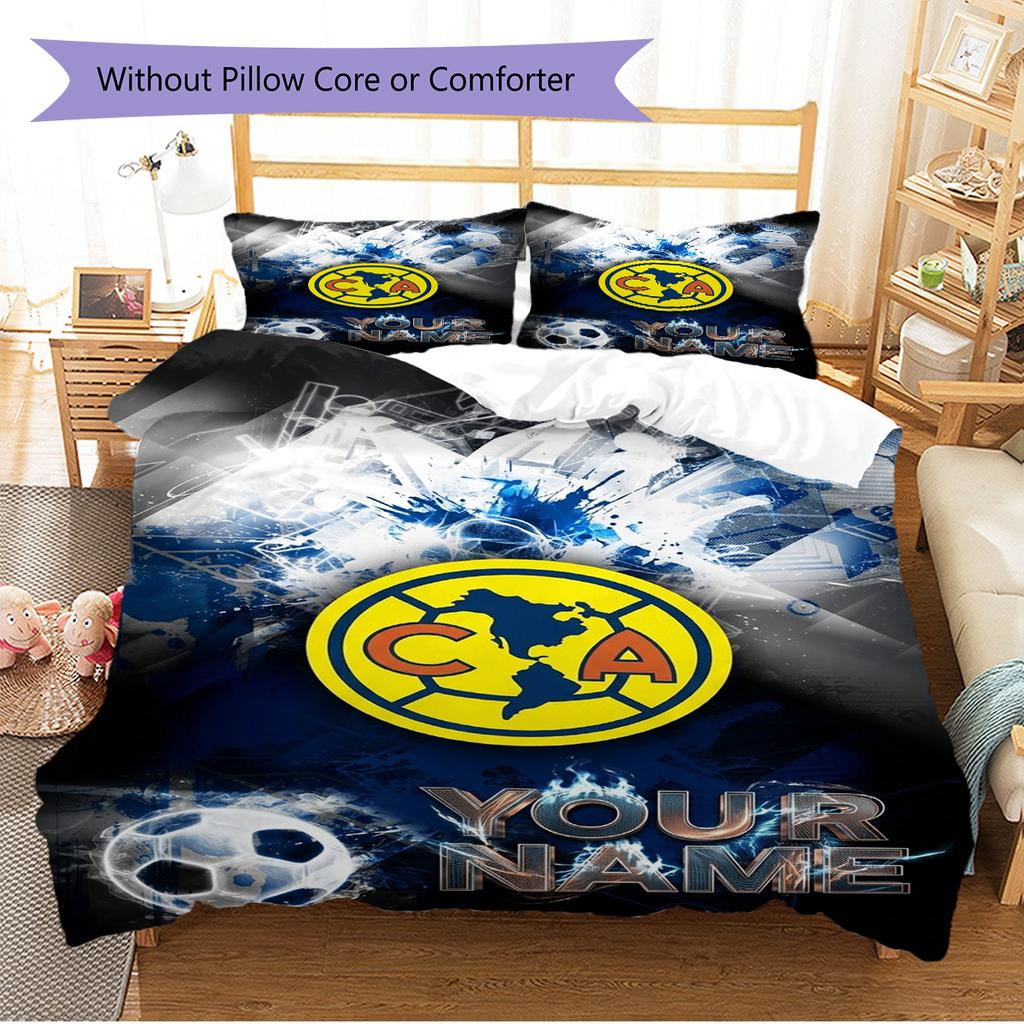 Name Custom Club America Logo Pattern Bedding Set Quilt Cover Pillowcase Home Decor Gift (1 * Duvet Cover + 2 * Pillowcase, Without Core)
