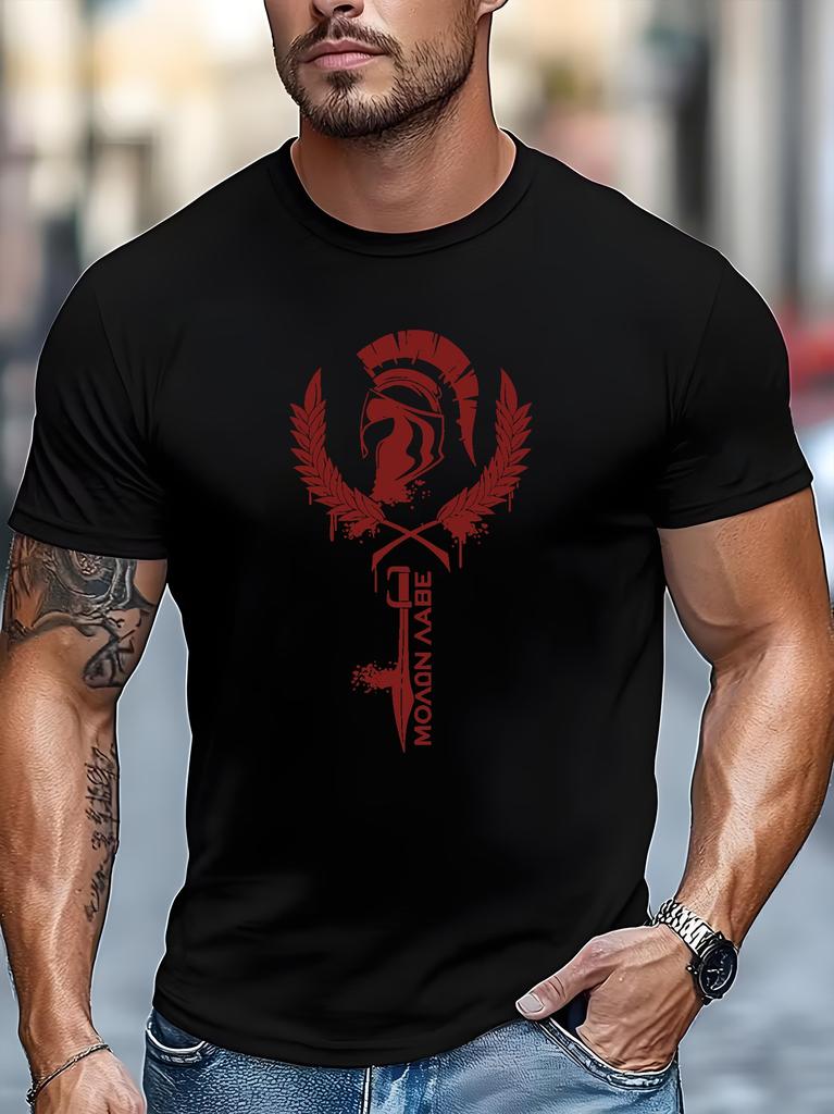 Zomer 2026 Unisex Spartan Spirit Print T-shirt met Spartan Warrior Print Normaal Casual Shirt Geschikt voor Sportschool Casual