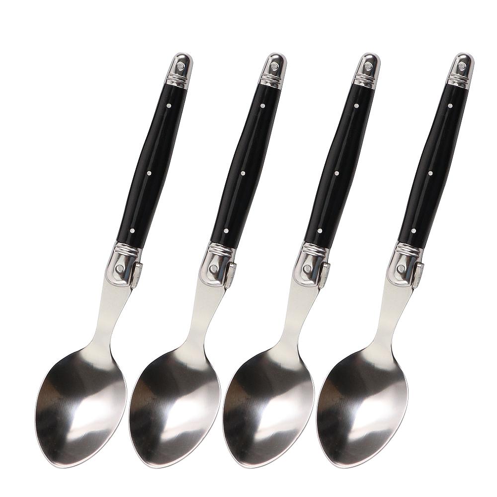 Jaswehome 4 st Rostfritt Stål Bestick Laguiole Bestickset Vassa Biffknivar Gafflar Soppskedar Teskedar Köksmiddagsservis