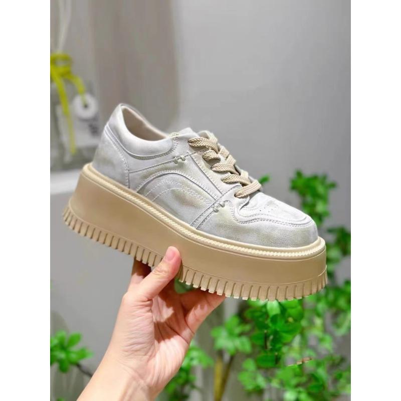 

Leather thick-soled heightening little white shoes women s summer and autumn new versatile skirt muffin shoes board shoes 40 золотий