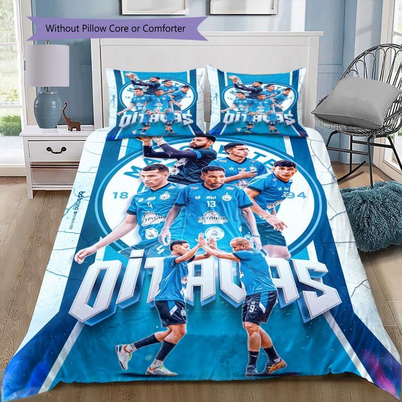 Soccer Team Player Group Portrait Print 3‑Pieces Duvet Cover Set Sports Bedding Without Pillow Core or Comforter