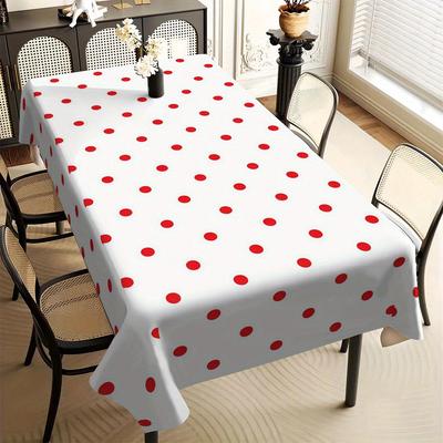 1 pièce nappe imprimée à pois rouges sur fond blanc pour décoration de lieu de fêtezyc