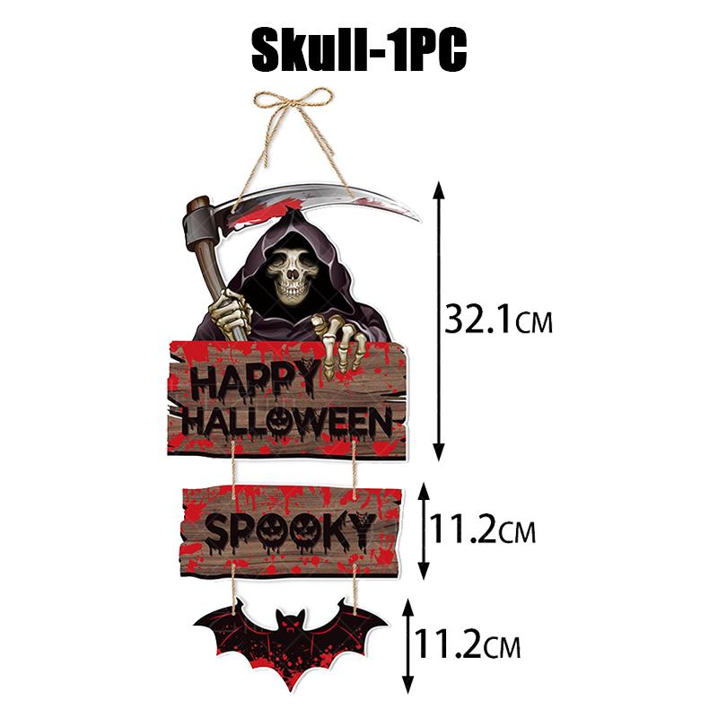 Halloween Ghost Black Cat Pumpkin Door Hanging Sign Decorations Happy Halloween Front Door Hanger Yard Wall Home Decor