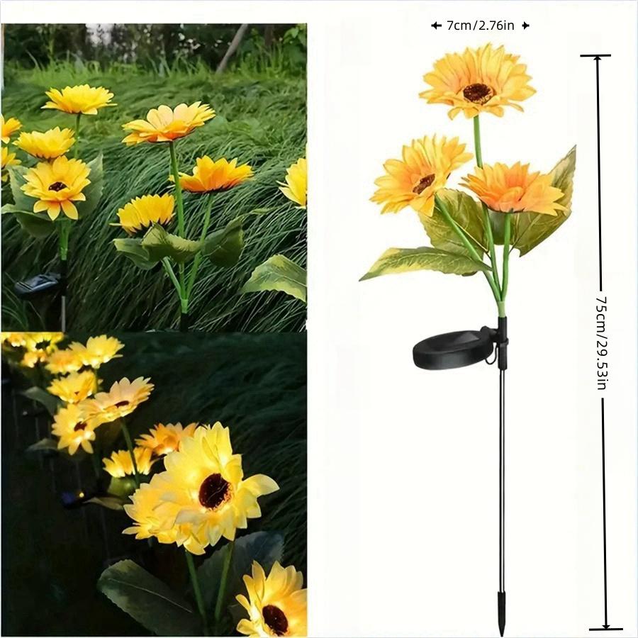 1 szt. LEDowe lampki słoneczne słoneczniki do ogrodu Ciepła atmosfera Oświetlenie dekoracyjne zewnętrzne Na taras, trawnik i podwórko