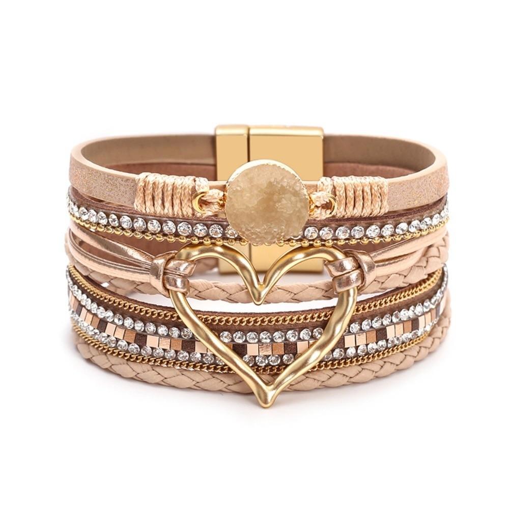Magnetic Clasp Leather Bracelet Bangle Multi-layer Multi-Layer Bracelet  Festival Gift