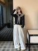 Autumn Korean Color-Block Striped Shawl & T-Shirt Women's College Style Top