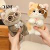 Plushie Gift for Girls Cute Plush Kitten Pendant with Glasses And Tie, Soft Stuffed Animal Keychain Backpacks Keys, Decorative Hanging Kids Toy
