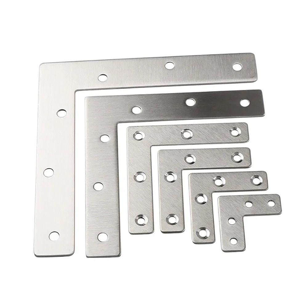 10Pcs 40/50/60/80mm Connection Plate Flat Fastener Corner Bracket Angle Bracket  Hardware Accessory