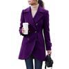 Dames Dubbelrijige Lange Wolle Overjas Losse Pasvorm voor Casual Dagelijkse Winterkleding