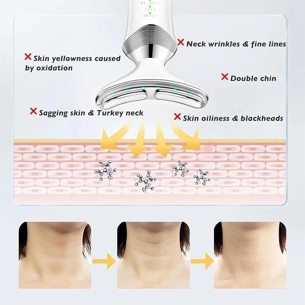 Microcurrent Neck Device Dual Use Face Massager - Anti-Aging Care for Nasolabial Lines & Neck Wrinkles Beauty Instrument