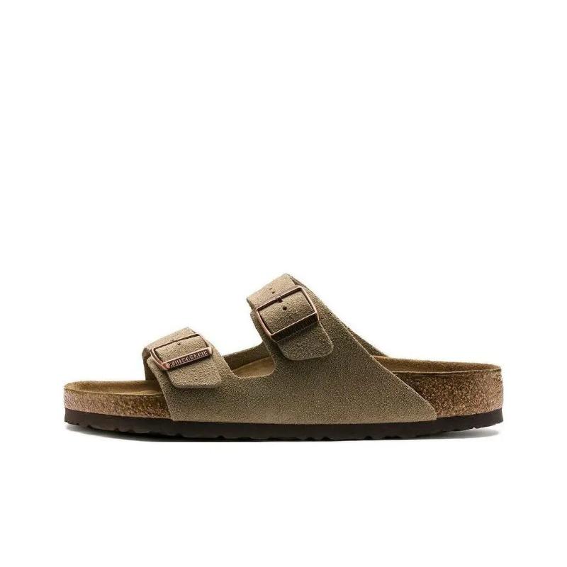 Birkenstock Arizona Soft Footbed Unisex Thick Sole Metal Buckle Slide Sandals Taupe Regular Fit 0951301