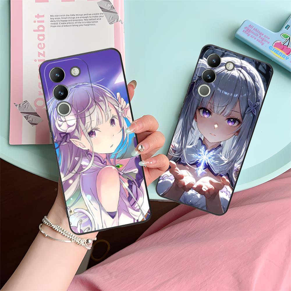 ReZero Emilia Waifu Mobile Phone Case for VIVO V60 V50 V40 V30 V29 V27 V25 V23 Pro Lite 5G Colorful Printing Cover Pretty Luxury