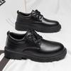 Men's Shoes Premium Martin Boots British Dress Business Black Leather Shoes Glossy Heightened Platform Casual Shoes