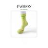 Female Spring and Autumn Striped Letters Professional Badminton Tennis In Tube Cotton Socks