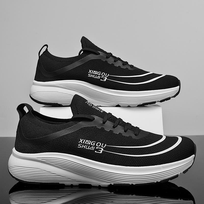 

2025 summer new men s and women s trend marathon running shoes flying woven breathable youth casual sports shoes 36 чёрный