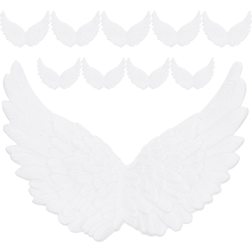 

10 шт. Крыло для поделок, украшения на елку, пластиковая одежда, подвески-крылья ангела 18.00X14.00X2.50CM белый