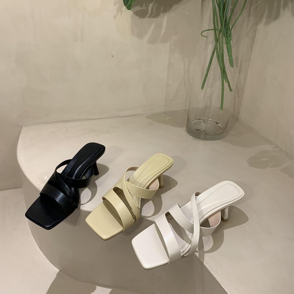 Heart-shaped Crystal Sugar Pink Sandals 2025 Summer New French Celebrity Square Head Open-toed Stiletto Strap High Heels