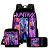 Large Capacity Schoolbag with Shoulder Strap; Student Three-piece Pencil Case Set