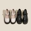 Mary Jane Leather Thick Heel High Heels Women'S Retro British College Style Small Leather Shoes Platform Shoes