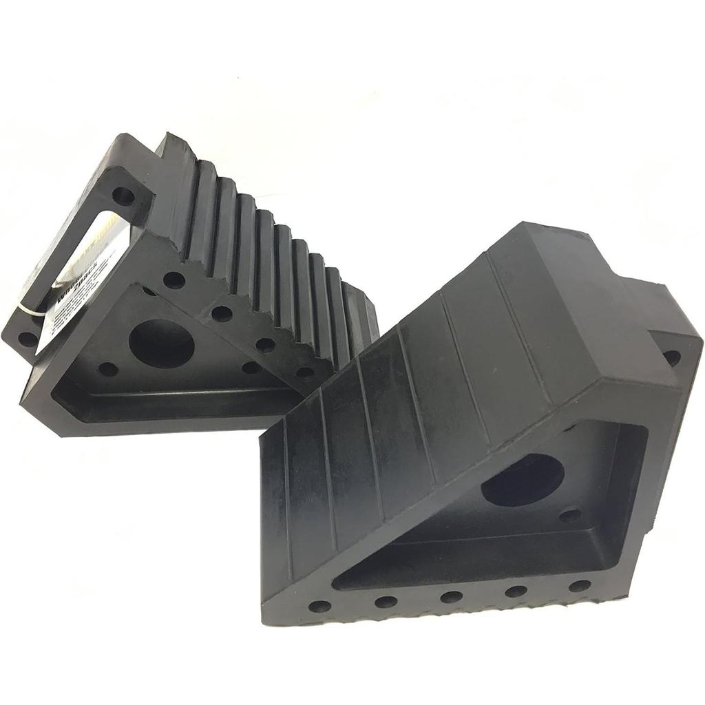 70472 Solid Rubber Heavy Duty Black Wheel Chock 2-Pack, 8" x 4" x 6"