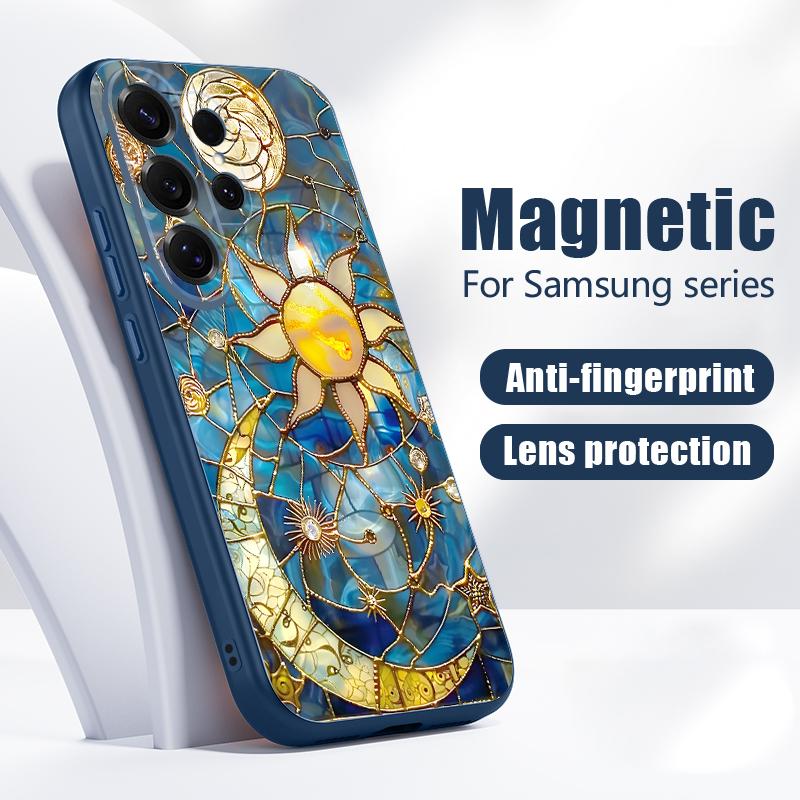Vintage European Style Case For Samsung Galaxy S26 Ultra S25 Edge S24 Plus S23 FE S22 A17 A54 A55 A56 A57 5G Magnetic For Magsafe Matte Cover Moon Sun
