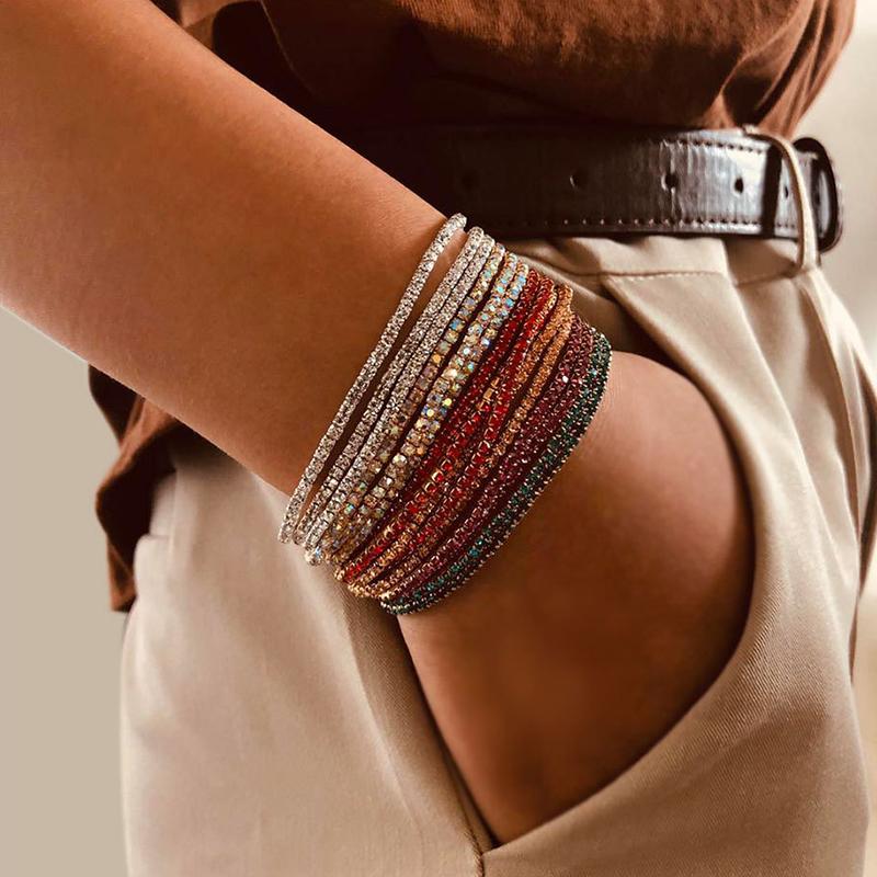 5pcs Fashion Crystal Rhinestone Stretch Bracelet For Women Elastic Wristband Wedding Bracelets Daily Female Zircon Accessories