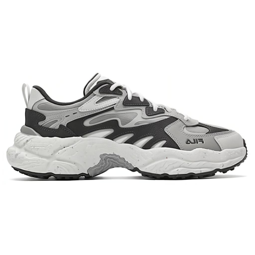 FILA Ferna Series Fern Grass Shoes Fabric Synthetic Leather Comfortable Lightweight Low Top Casual Shoes Men sneaker Black Gray F12M411106FWL