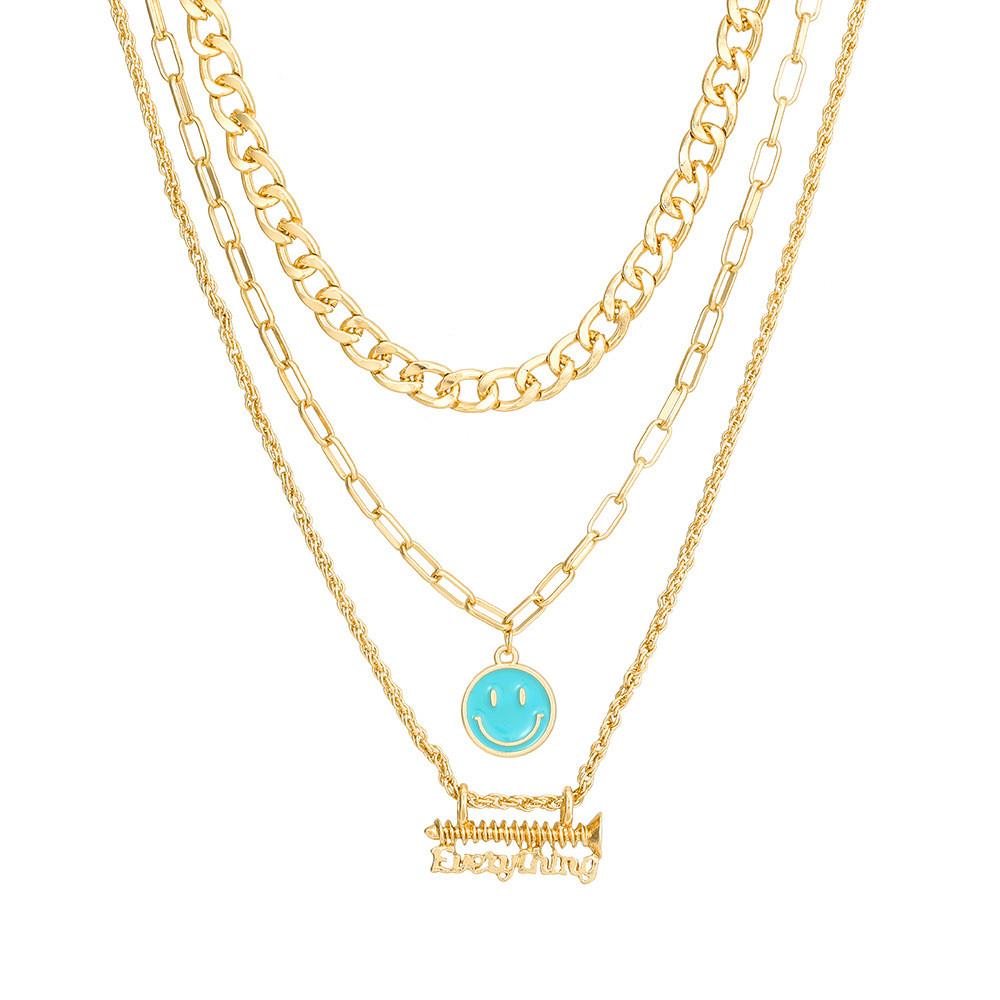 Chic And Unique Smiley Face Necklace For Women With Colorful Alloy Design Elements