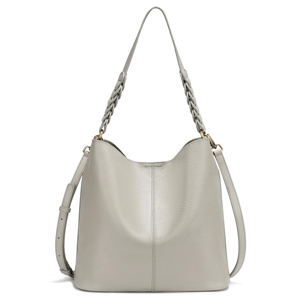 

Zency Fashion Genuine Leather Women Designer Handbag Soft Shoulder Bag серый