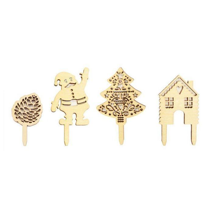 4 cake topper en bois - Noël