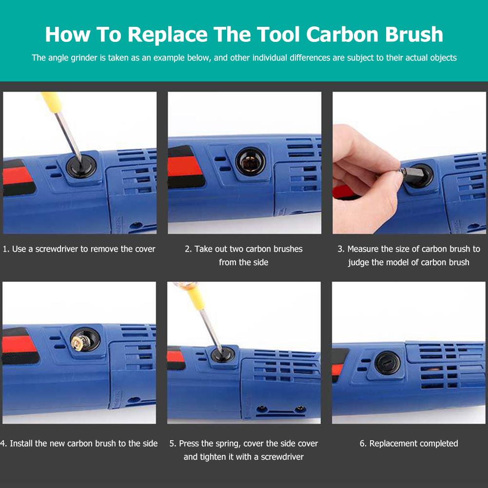 10pcs Motor Carbon Brush Set Replacement Parts Carbon Brush Electric Hammer Cutting Polishing Machine Power Tool Electric Tools