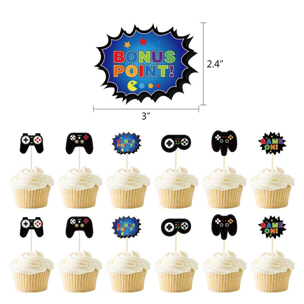 GAME ON Game-Themed Birthday Party Decoration Set: Banner, Foil Balloons, and Cake Topper Set