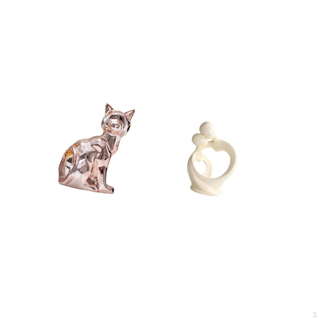 Artistic Cat Lover Sculpture Decorative Figurine Resin Ornament for Fireplace Desk Cabinet Home
