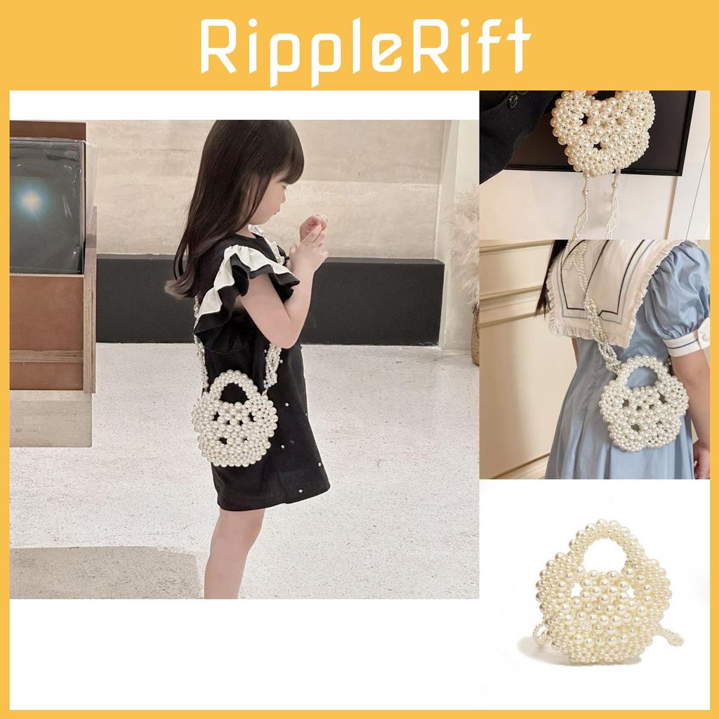 Charming Pearl Flower Design Mini Handbag Perfect For Kids Versatile Summer Use