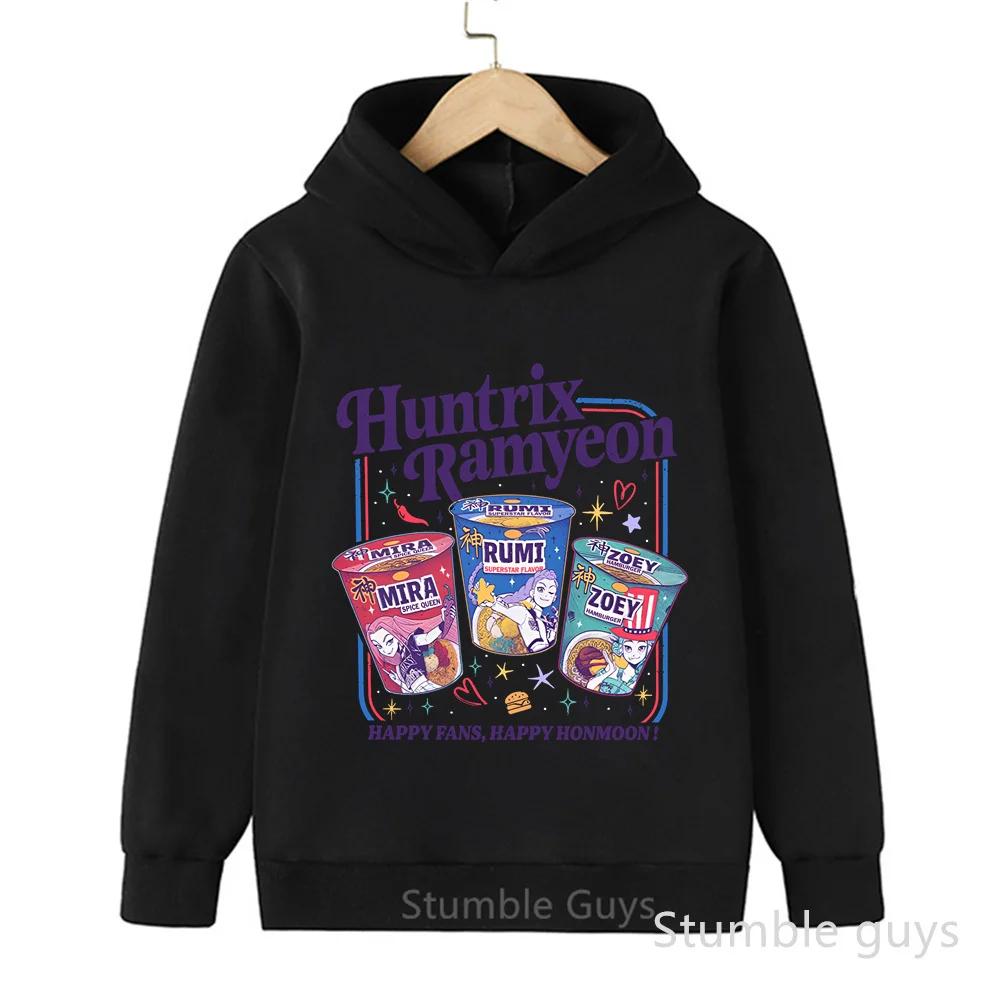 Kids Warm Kpop Demon Hunters Casual Fashion Autumn Winter Boys Girls Sweatshirt Hoodie Anime Clothes