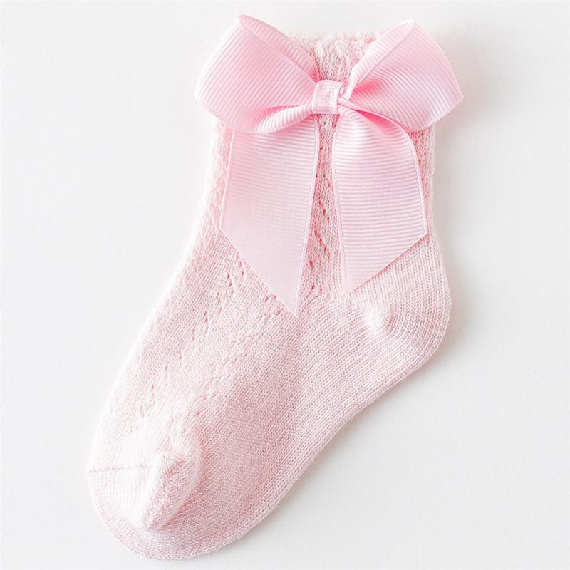0-5Years Newborn Baby Girls Socks With Bows Breathable Toddlers Girl Short Socks Hollow Out Kids Infant Princess Cute Socks