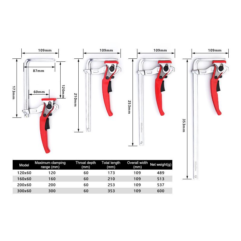 Rychloupínací ráčnová vodicí lišta Svorka Tesařská F svorka Těžká lištová svorka S protiskluzovou podložkou Pro Mft stůl a vodicí lištu