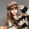 New Octagonal Hat for Women British Retro PU Leather Beret Showing Face Small Autumn and Winter Painter Hat Versatile Newsboy Hat