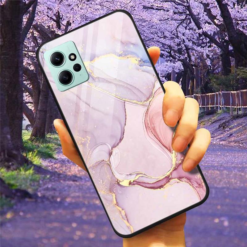 For Xiaomi Redmi Note 12 4G 2023 Case Tempered Glass Starry Marble Hard Back Protective Cover for Redmi NOTE 12 Note12 4G Global