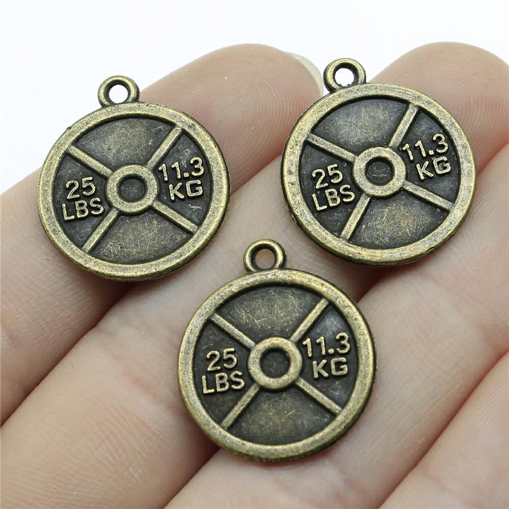 10pcs Weightlifting Fitness Barbell Kettle Bell Charms For Jewelry Making Sport Charms Pendant