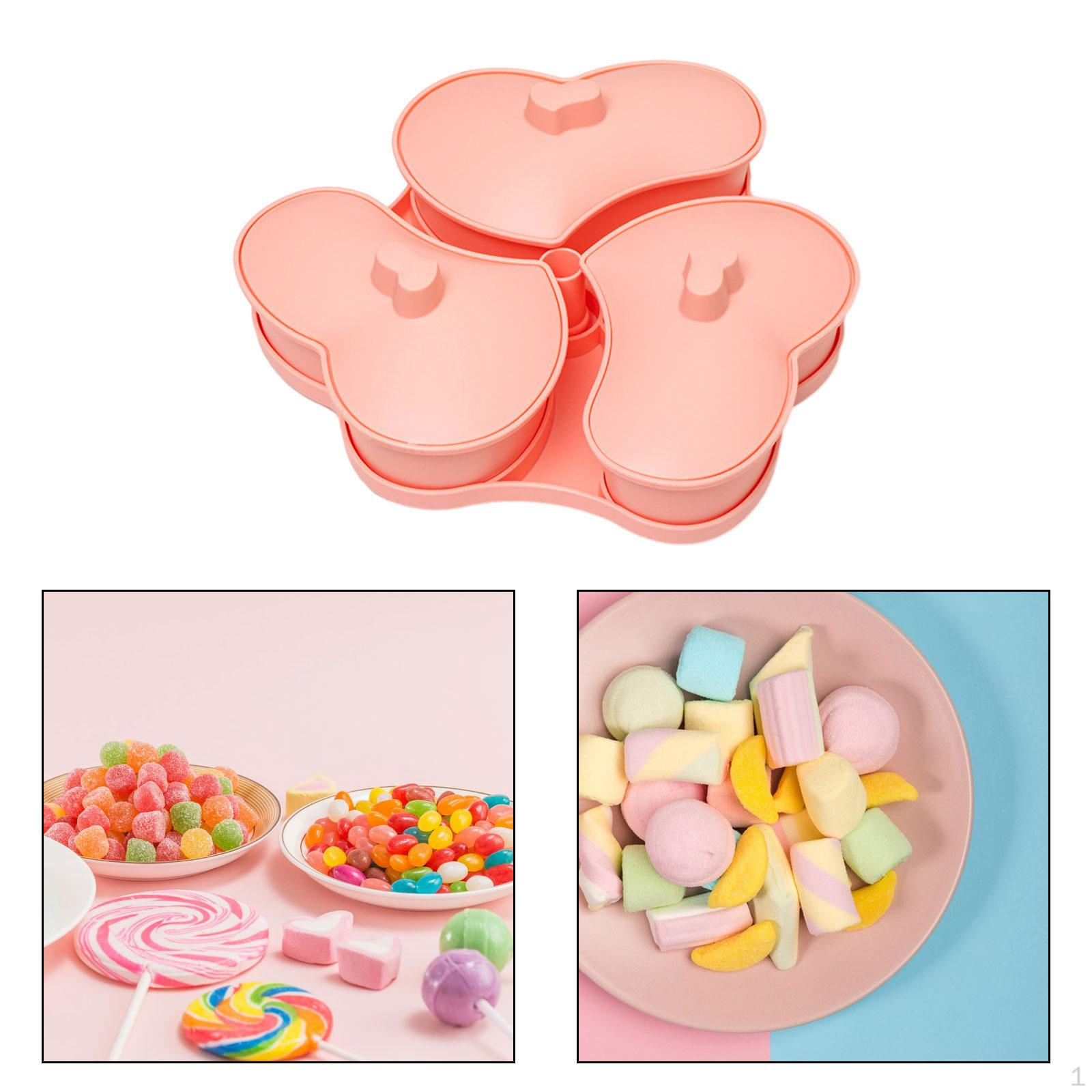 

Appetizer Serving Tray Removable Portable Snack Platter Candy Plate for Dried Fruit рожевий