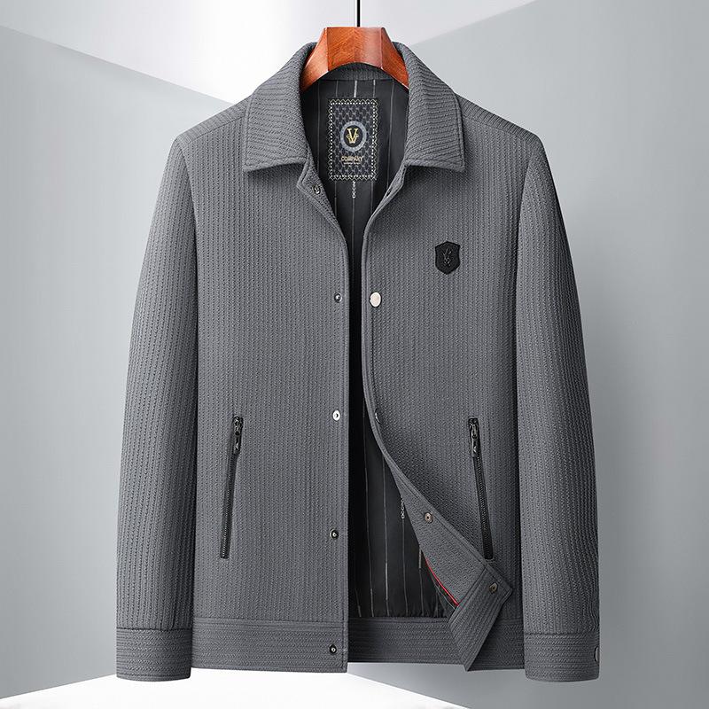 

Весенне-осенний топ с лацканами в стиле рабочей одежды, для среднего и молодого возраста, легкая роскошь, бизнес-кэжуал, модная куртка 170 серый