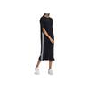 adidas Neo Logo Print Atmungsaktiver Drei Streifen Sport Pullover Rundhalsausschnitt Kurzarm Kleid Damen Kleid Schwarz H45104