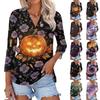 Women's Fashionable Casual Halloween Print V-neck Three-quarter Sleeve
