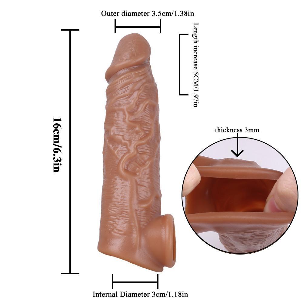 Realistischer Penis-Hüllen-Extender Wiederverwendbare Silikon-Kondome Sexspielzeug Dildo-Hülle