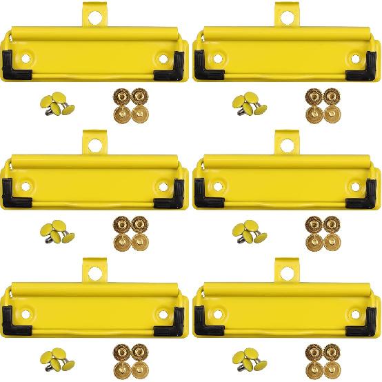 6 Pack Black Metal Clipboard Clips, 4.72" (12cm) Mountable Stainless Steel Clipboard Hardware with Rubber Grip and Hanging Hole for Document File