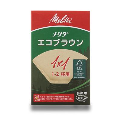 Melitta Filter Eco FSC Natural 100 Paper, 1-2 Cups, Brown, Mix, 1x1, Brown, Sheets, PE-11GBN