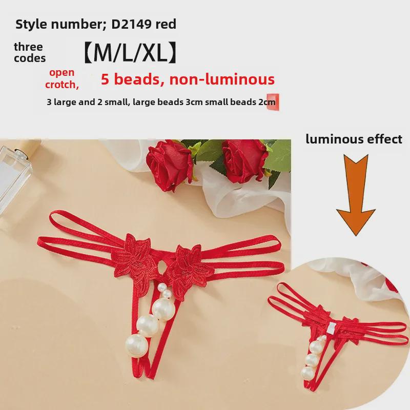 Women's Plus Size Transparent Thong: Open Crotch Pearl Massage, Perfect for Nightclub Temptation